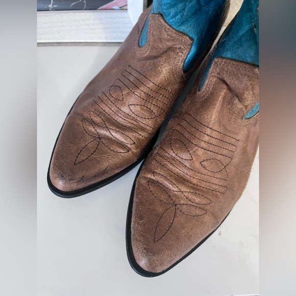 Coconut By Matisse Youth Girls Western Boot Turquoise Brown point toe - Picture 6 of 13